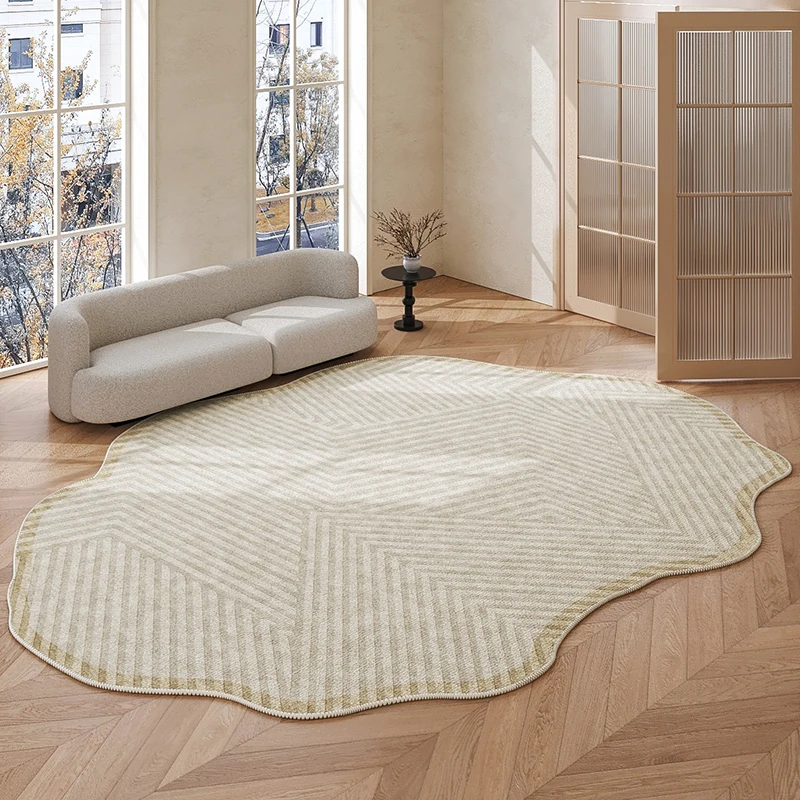 Cream Style Rugs for Bedroom Fluffy Soft Study Rug Irregular line Living Room Decoration Plush Carpet Home thickenened Floor Mat