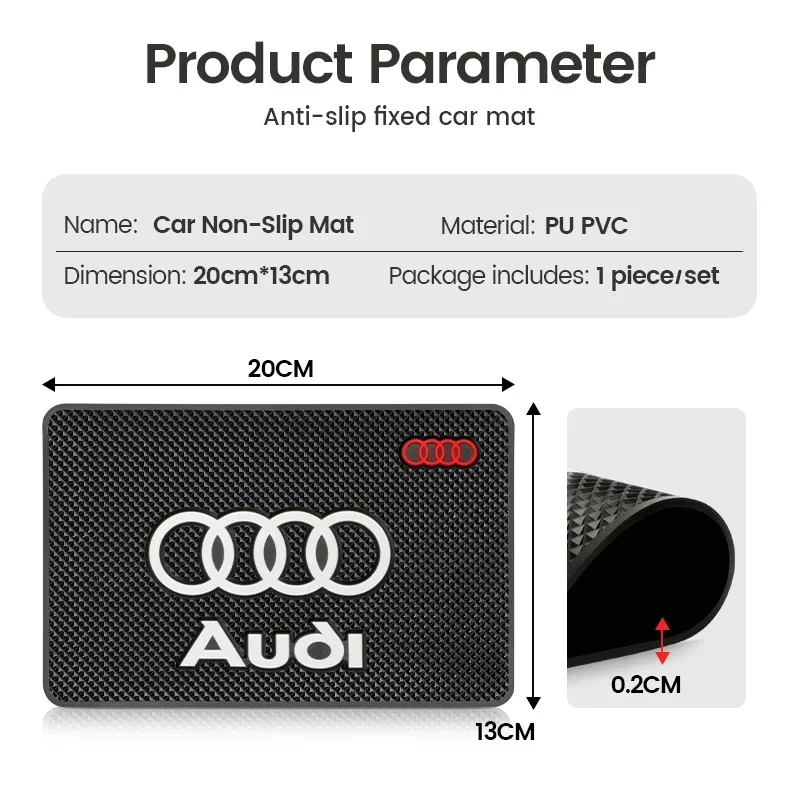 Car Logo New Phone Anti-slip Mat Dashboard Silicone Anti-skid Pad For Audi A1 A2 A3 A4 A5 A6 A7 A8 Q1 Q2 Q3 Q4 Q5 Q6 Q7 Q8 TT RS