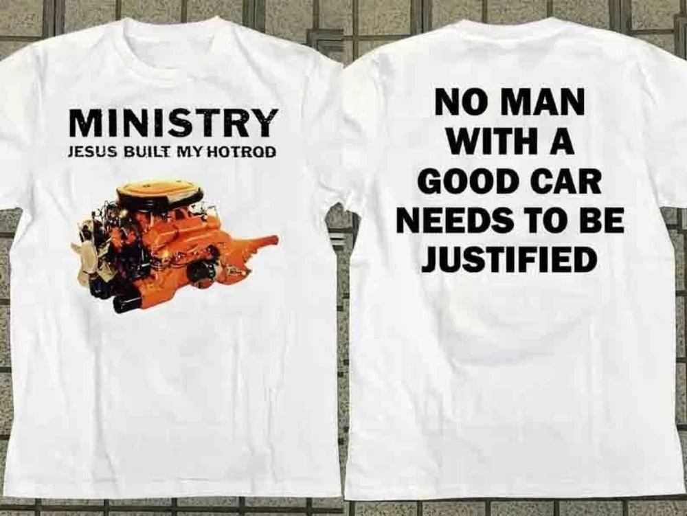 Ministry Jesus Built My Hotrod 1992 Album Promotional T-shirt; Couple's Pure Cotton Streetwear Shirt  oversized t shirt