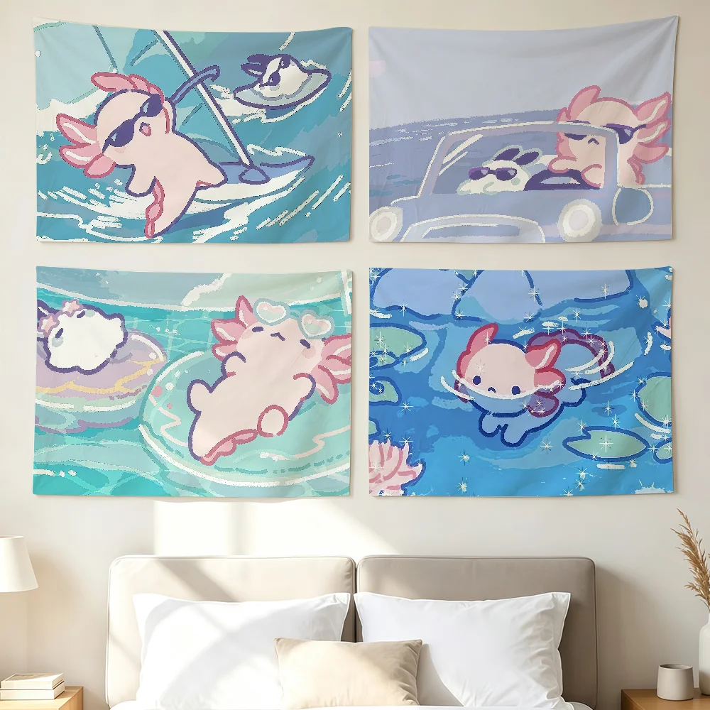 Pink Axolotl Cute Flag Wall Decorations Home Decor Suitable For Living Rooms Bedrooms Dormitories Parties And Holidays