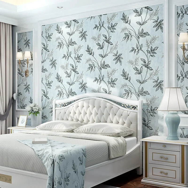 American fine embossed branches and leaves 3D Wallpaper Bedroom living room hotel room background wall wallpaper W136