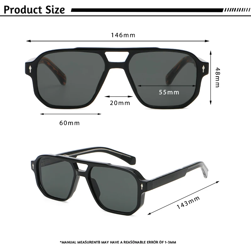 CATERSIDE แว่นกันแดดทรงนักบินสำหรับผู้ชาย ทรงแบน ขาแว่นแบบคู่ ขนาดใหญ่ ทรงกล่อง แว่นตาสำหรับผู้หญิง เหมาะสำหรับการเดินทาง ธุรกิจ งานปาร์ตี้ วันหยุด แว่นตาที่เหมาะสำหรับทุกโอกาส ป้องกันรังสียูวี 400
