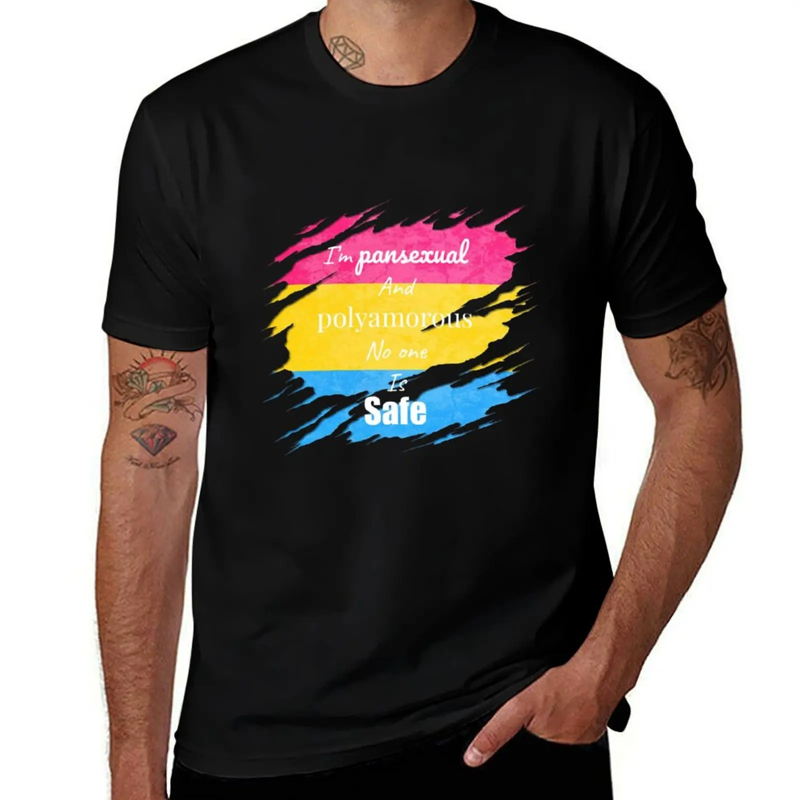 

Футболка I'm pansexual and polyyamorous no one is safe, мужская футболка из хлопка, мужские футболки из 100% хлопка, футболка