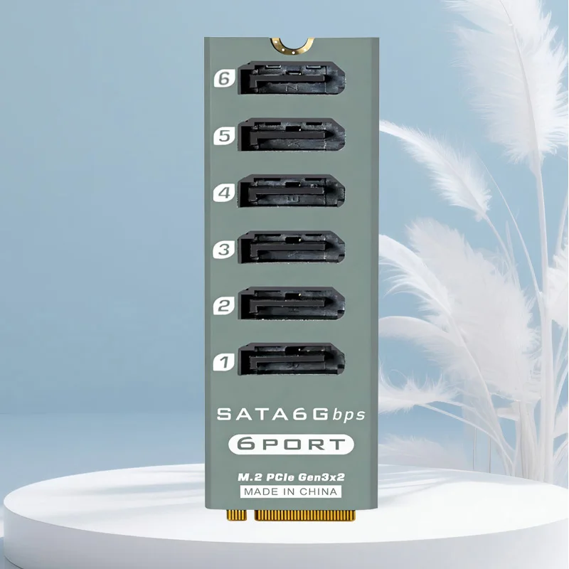 

Карта расширения NVME M2 M-Key PCIe 3.0 x2 на 6 портов SATA 3.0 6 Гбит/с, переходник M.2 на SATA 3.0, адаптер для сетевого хранилища и жестких дисков