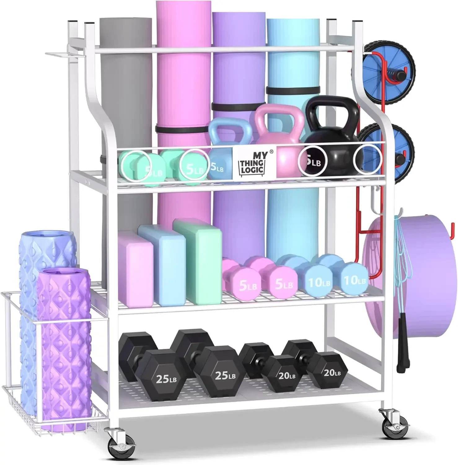 

Yoga Mat Storage Rack Gym Storage Rack Dumbbells Kettlebells Foam Roller Yoga Strap Resistance Bands Workout Equipment Storage O