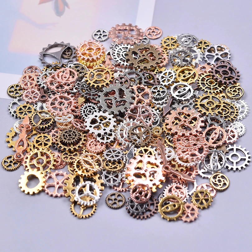 30/50Pcs Random Mechanical Steampunk Gears Cogs Charms DIY Mix Styles Hip Hop Tool Parts Pendant Necklaces Jewelry Material