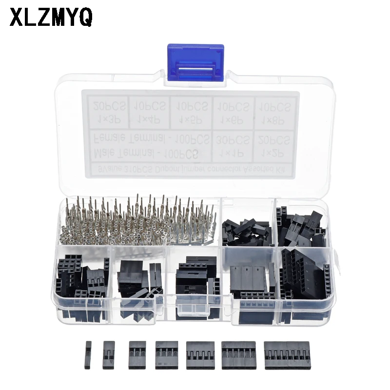 310 adet Dupont bağlayıcı 2.54mm Dupont kablo Jumper tel Pin başlık konut kiti erkek sıkma pimleri + kadın DIY elektronik kitleri