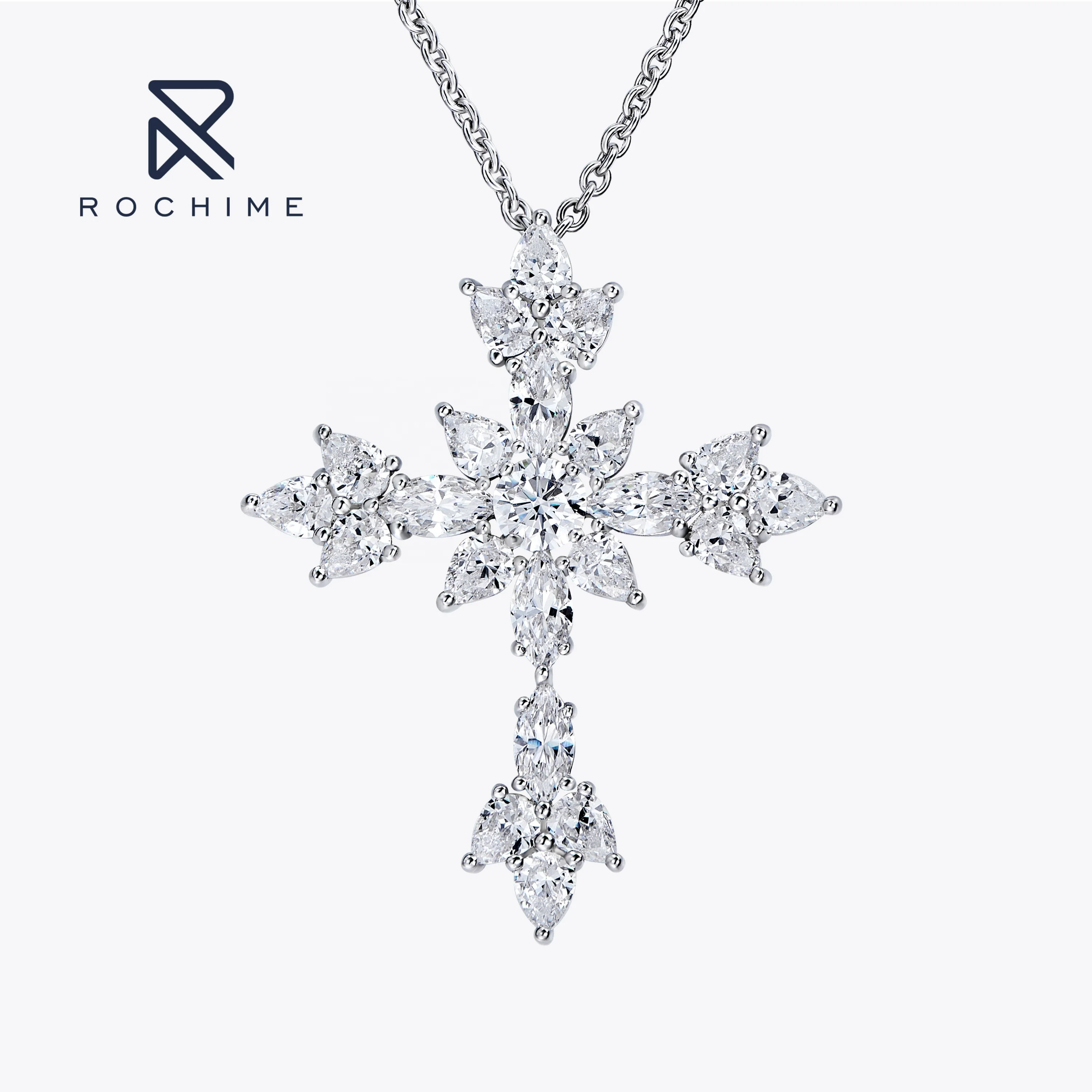 

Роскошный необычный кулон Rochime в виде креста с бриллиантами, ожерелье из серебра 925 пробы, Изящные Ювелирные изделия из циркония для женщин на заказ