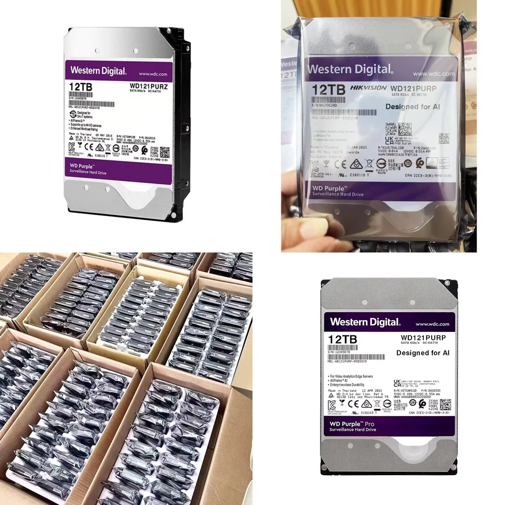 

WD121PURP 12 ТБ 3,5-дюймовый внутренний жесткий диск SATA для настольных ПК, игровых систем, NAS-серверов, резервного хранения данных, Purple Pro