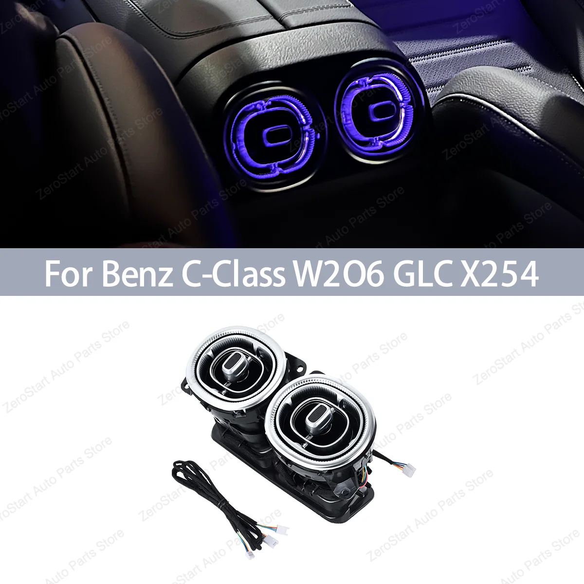 For Mercedes Benz W206 C-Class GLC X254 Interior Accessories 64 Color Led Turbine Nozzle Rear Air Vent  Ambient Light
