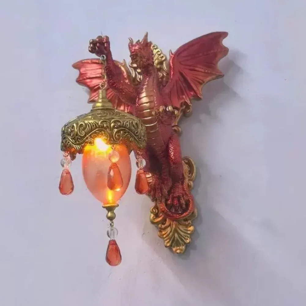 Creative Resin Dragon Wall Light Crystal Pendant Funny Dinosaur Lantern Soft Ambient Light Decorative Night Light Holiday