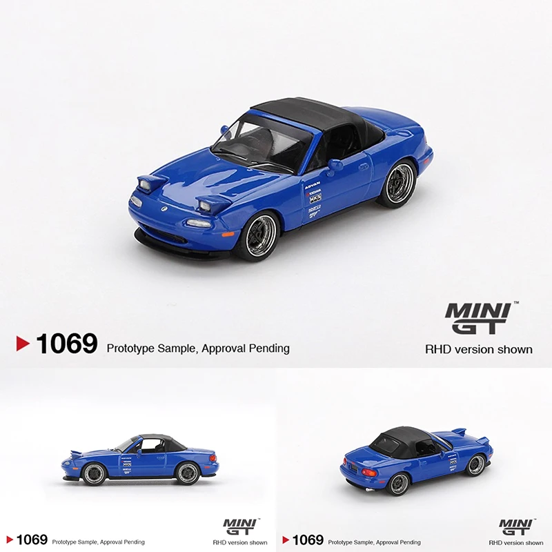 

PreSale MINIGT 1069 1:64 Mazda Miata MX5 NA Tuned Version Dark Blue Diecast Car Model Collection Toys
