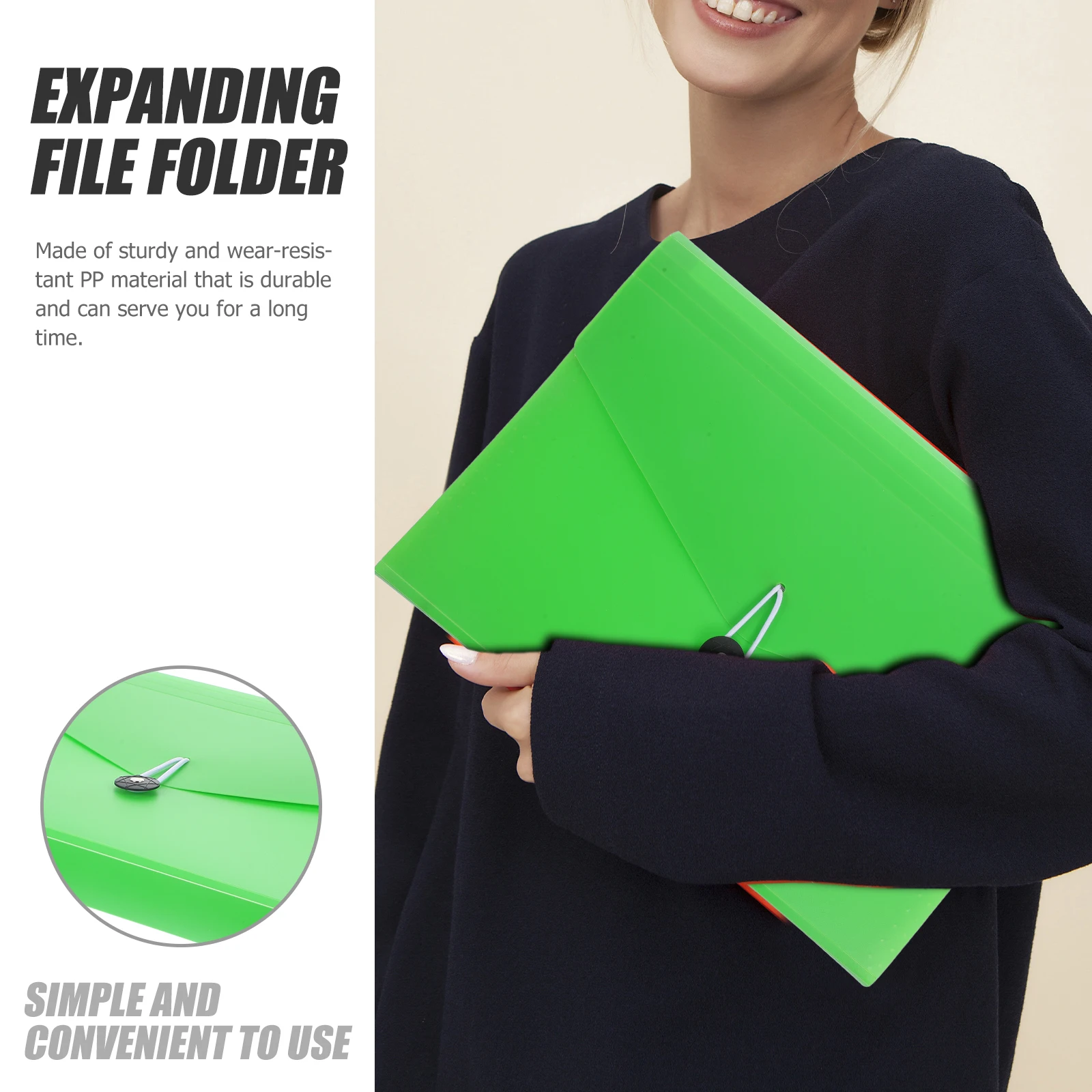 

Accordion File Organizer Strap Button Fastener Expandable Document Folder Portable File Storage Bag Multi Layer Folder Home