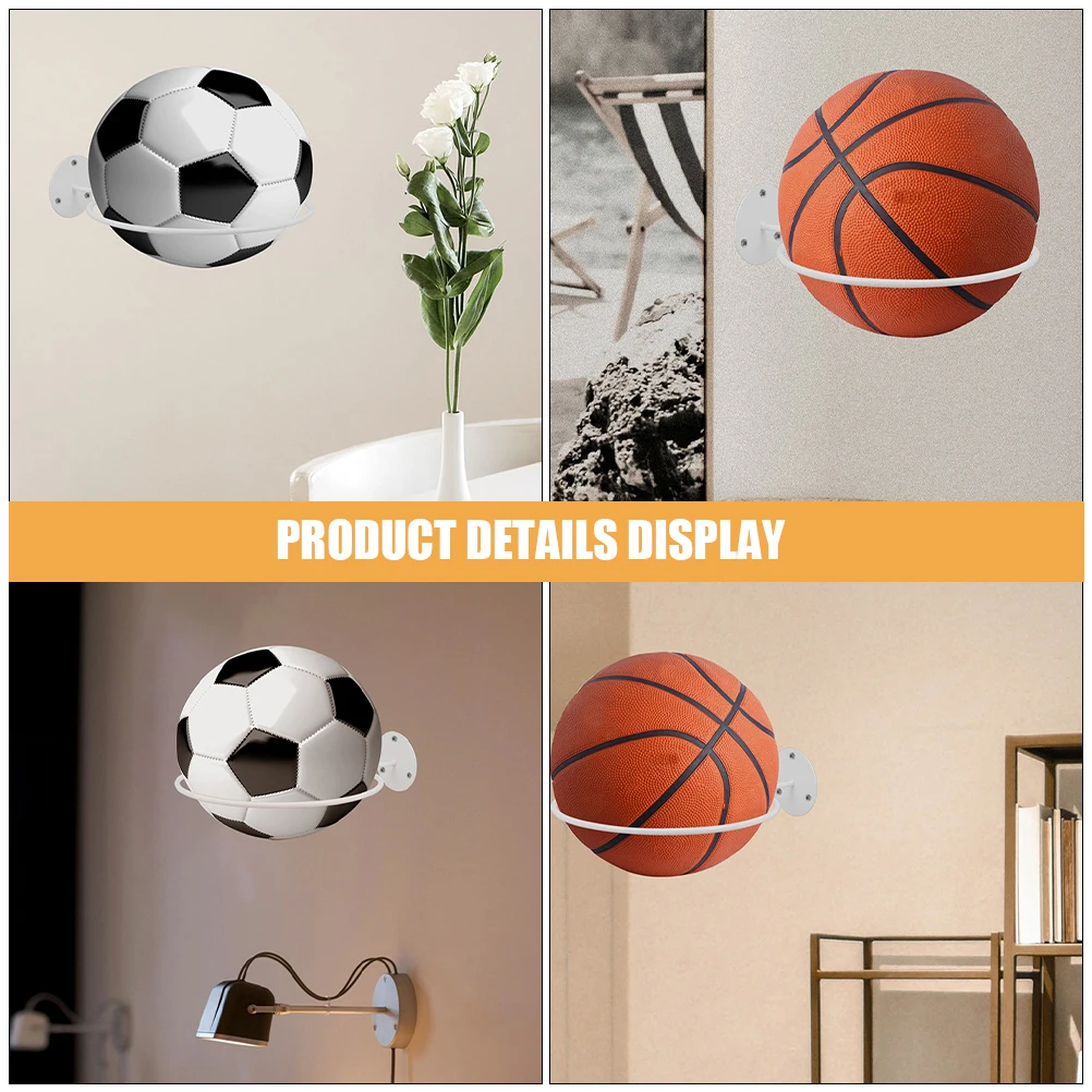 

4pcs Ball Rack Storage Wall Mount Basketball Soccer Football Holders Iron Display Home Garage Child Racks Spacesaving Durable