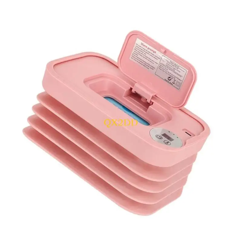 Calentador toallitas para bebés QX2D, diseño compacto y plegable, opciones temperatura Triple, sistema calefacción