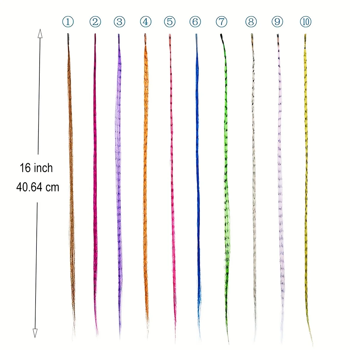 10 pasm żywych doczepianych włosów z piór - 10 kolorów, 16 cali, mieszane kolorowe syntetyczne pióra do włosów dla wszystkich rodzajów włosów