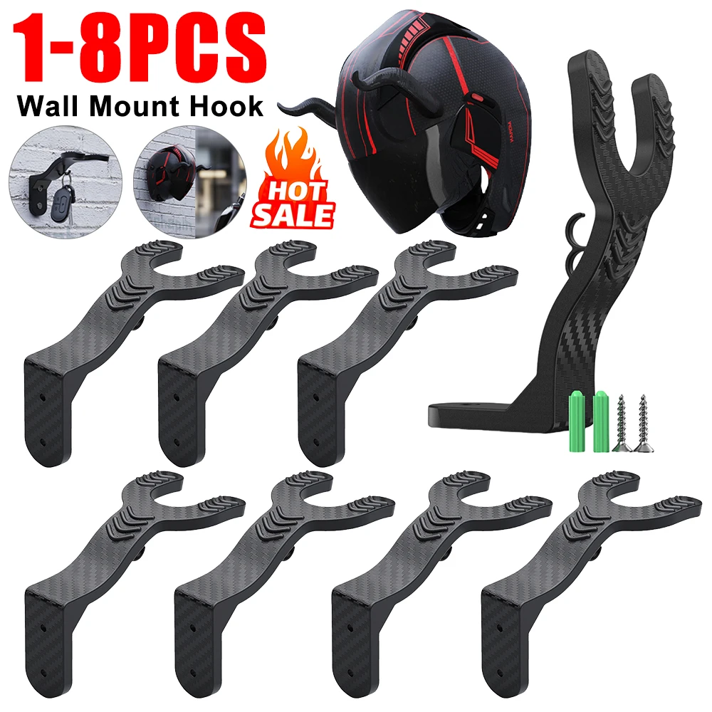 

5-1PCS Motorcycle Helmet Storage Rack with Hook Wall Mount Hooks Kitchen Cabinet Shelf Moto Helmet Wall-Mounted Storage Holder