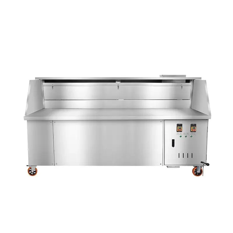 mobile outdoor environmental protection purification oil fume stainless steel flat suction barbecue grill