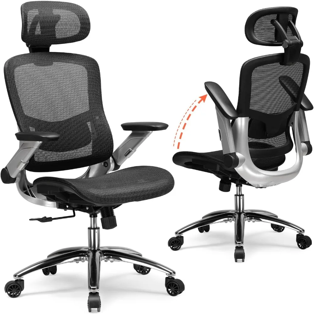 

Big and Tall Ergonomic Mesh Office Chair, High Back Home Desk Chair Computer Gaming Chair with Headrest, Flip-Up Arms, 9