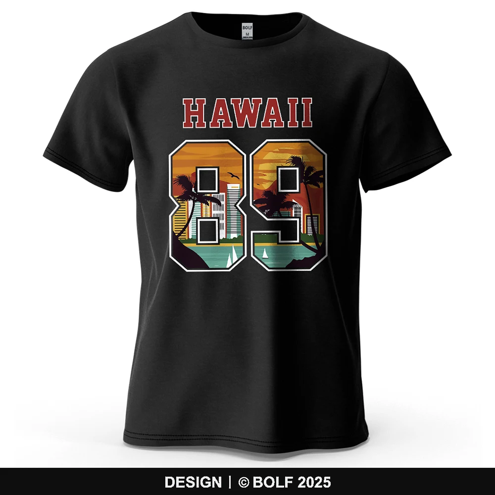 Hawaii 89 Bedrucktes Herren-T-Shirt, 100 % Baumwolle, übergroße tropische Grafik-T-Shirts für Damen, Tops, T-Shirts, Vintage, sportlich, lässig, Streetwear