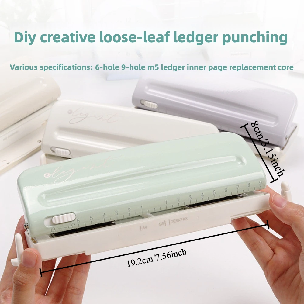 6 Hole DIY Creativity Loose Leaf Punch Upper Cover Lock Is Convenient for Storage for Planner Wrong Question Collection
