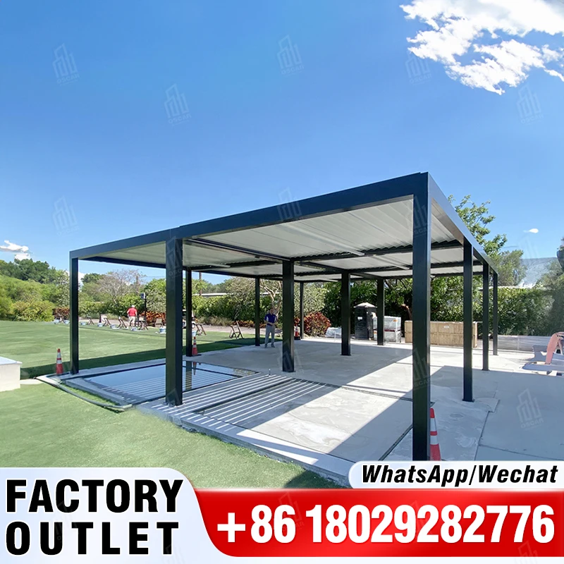 

Four seasons 4*3 3*4 Motorized Electric Modern Garden Outdoor Aluminum Louvered Pergola Pavilion Gazebo Pergola with Sides Roof