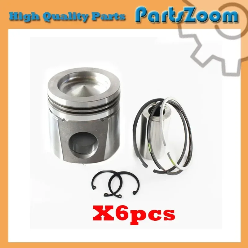 

New 6 Sets STD Piston Kit With Ring 4933120 Fit For Cummins ISC/QSC8.3 Engine 114MM