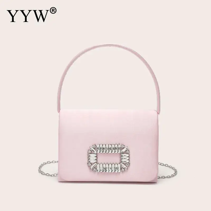 2023 New Pink Mini Handbags for Women Banquet Evening Clutch Bags With Chain Casual Small Party Elegan Mode Bags PU Leather Bgas