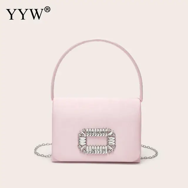 2023 Nowe różowe mini torebki damskie Bankietowe wieczorowe kopertówki z łańcuszkiem Dorywczo małe imprezowe eleganckie torby PU Leather Bgas