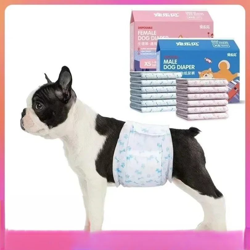 

10PCS Super Absorbent Pet Diapers Dog Physiological Pants Leakproof Dog Diapers Disposable Nappies for Dogs Cats Male Female