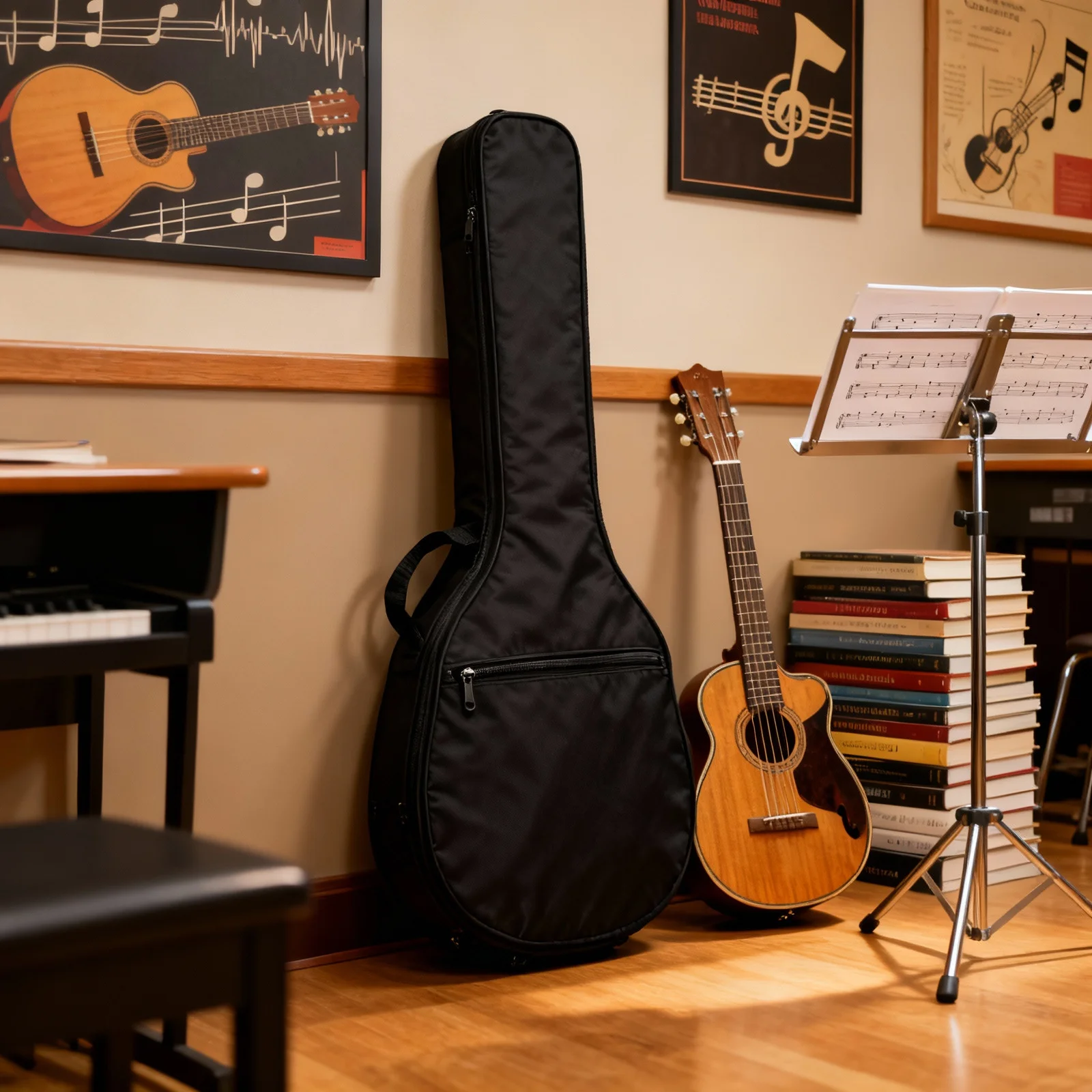 

Mandolin Bag Portable Lightweight Carry Case Extra Storage Pouch Adjustable Strap For Musical Instrument Travel Backpack