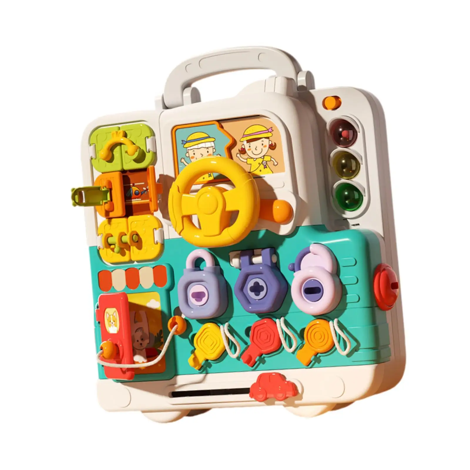 

Busy Board Educational Montessori Multifunctional Travel Toy for 1+ Year Old