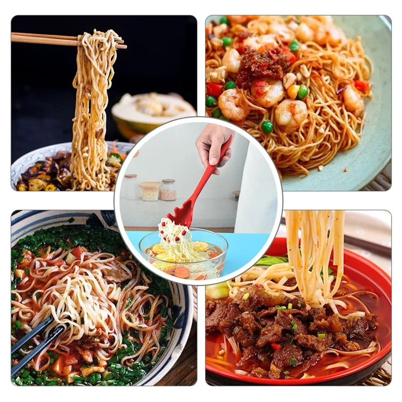 Silikon Pasta Nudel Sieb Lange Griff Spaghetti Löffel Nudel Scoop Sieb Slot Löffel Nylon Ablauf Sieb Küche Gadget – Detail 5