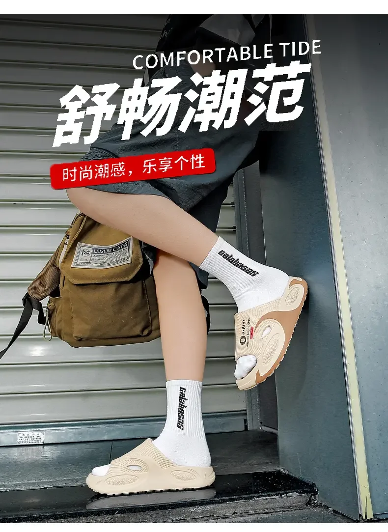 Sommer-Outdoor-Bekleidung für Damen und Herren: Dickbesohlte, geruchsabweisende und rutschfeste Herren-Slipper, Zweifach-Tragbare Strand-Sandalen und -Slipper – Detail 4