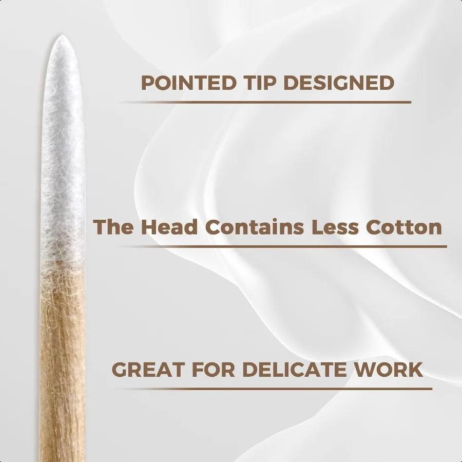 Tamponi di cotone a punta da 400 pezzi in scatola di immagazzinaggio Tamponi di cotone per microblading di precisione con bastoncini di legno per la pulizia del trucco Poli per unghie