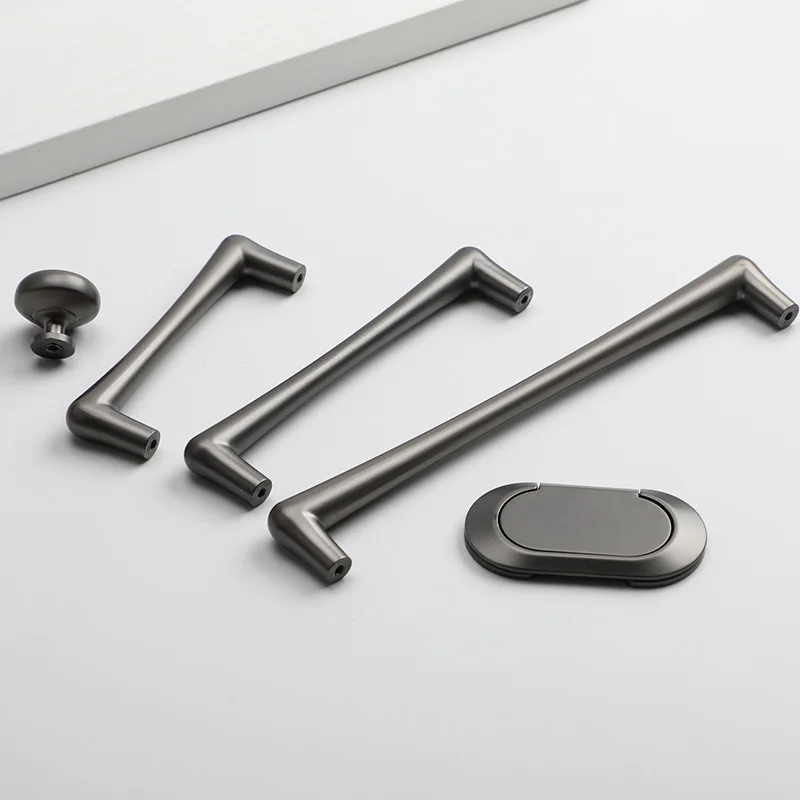 Luxury Gray Thickened Cabinet Wardrobe Door Handle Drawer Round Knob Furniture Ring Small Handle Home Decoration Hardware