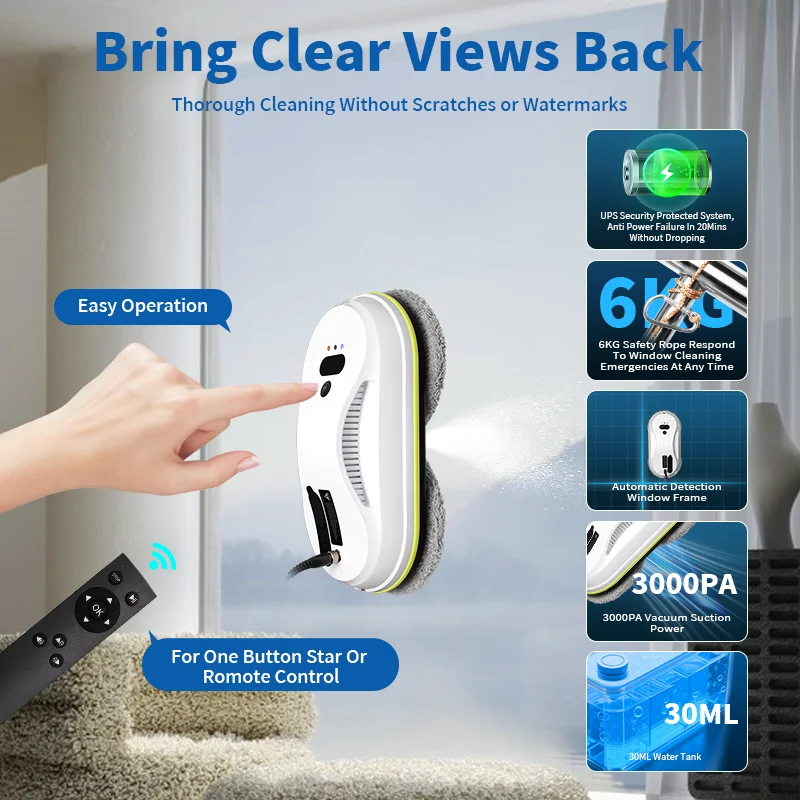 Window-cleaning robot, intelligent window glass cleaning machine, electric glass remote control, automatic window cleaning