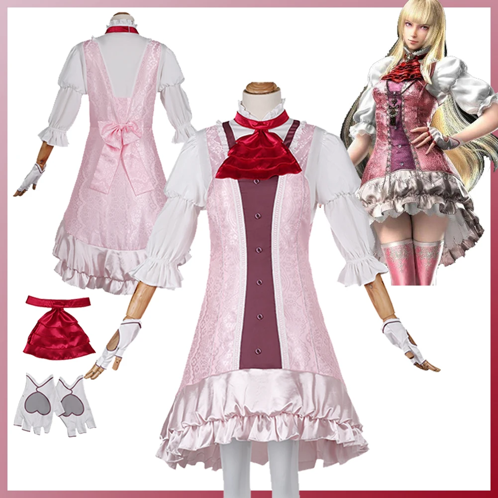 

Женский костюм для косплея Lolita Lili, костюм из аниме-игры Tekken8, маскировка, фэнтезийные перчатки, наряды, Женский костюм для ролевых игр на Хэллоуин