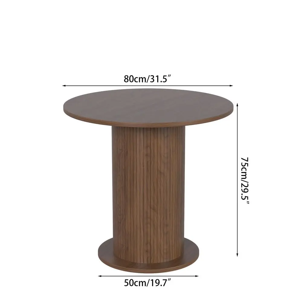 inch Round Dining Table for 2, Modern Farmhouse Kitchen Table, Small Circle Dining Tables with Wood Strip Base for Kitchen Livi