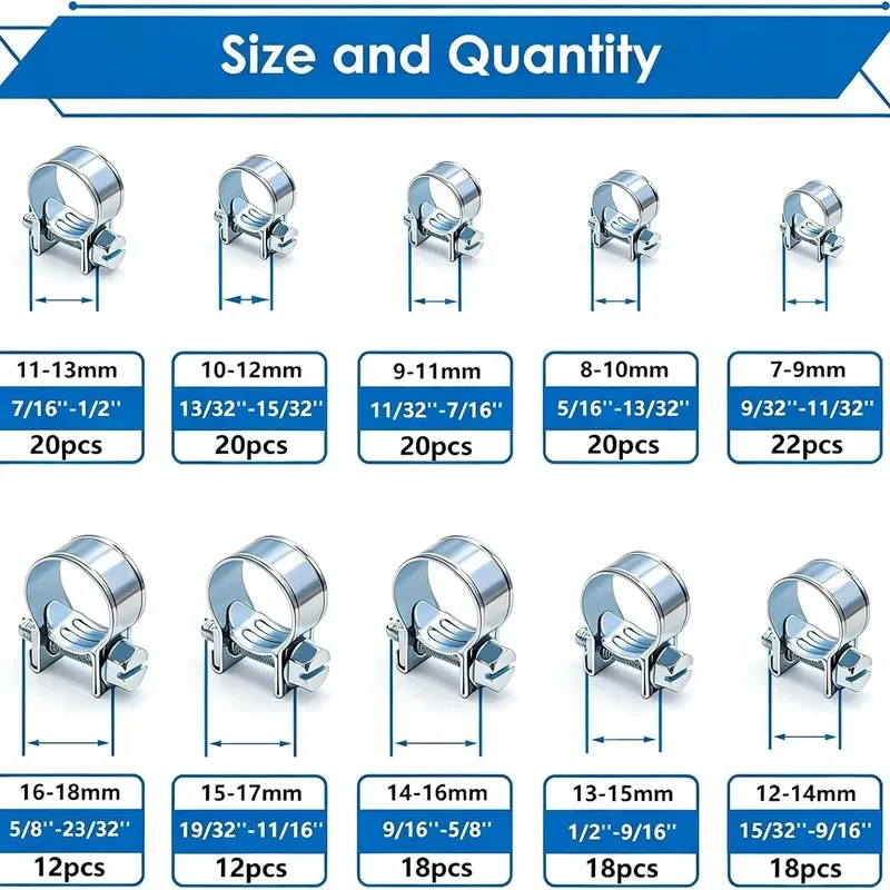 for  Boxed Throat Hoop 180pcs-60pcs Single Ear Clamp Stainless Steel YouTube Clamp Pipe Hoop Set