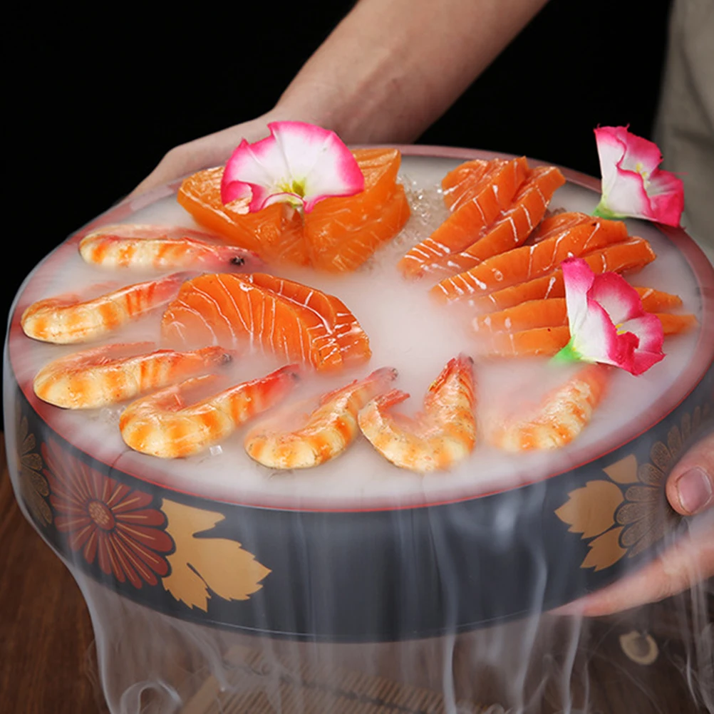 Sushi Dish Seafood Plate Sashimi Dry Ice Plate Japanese Salmon Seafood Sushi Restaurant High-End Flat Plate Serving Plate