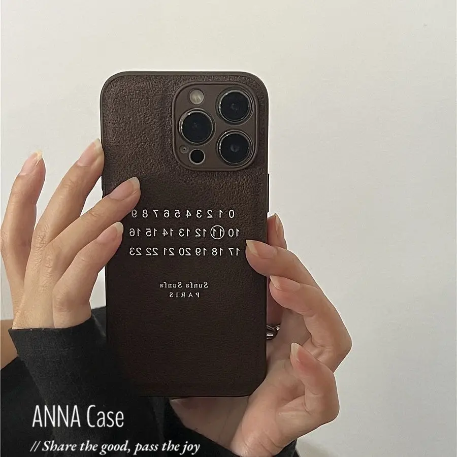 digit luxury leather Phone Case For iPhone 15 Pro Max 14 11 13 XR 8 7 Plus X XS Shockproof Silicone Cover