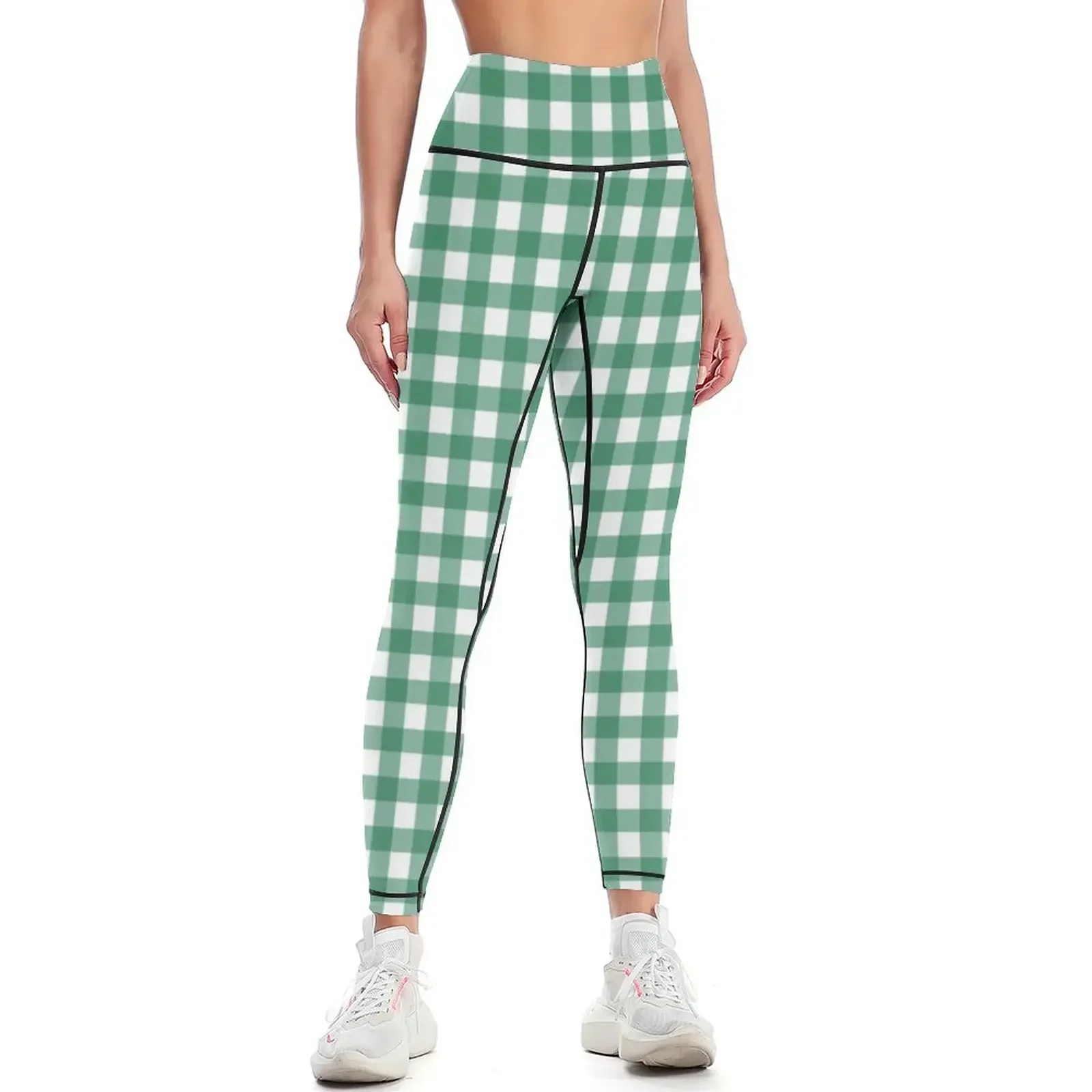 

Green Check Gingham Pattern Leggings push up tights for exercise clothing for Sports pants for Women sports Womens Leggings