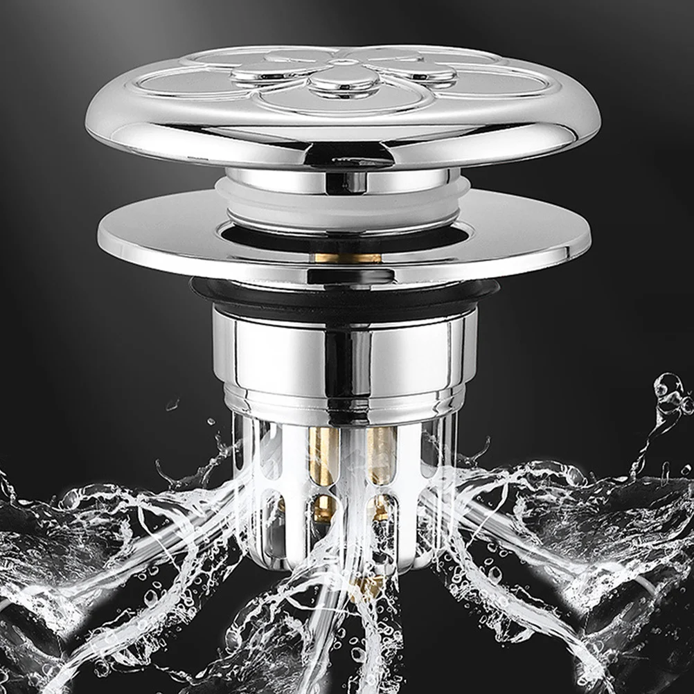 

1pc Push Type Stopper Anti-Clogging Filter Bathroom Sink Drain Plug Abs Copper Material Easy Clean Washbasin Basin