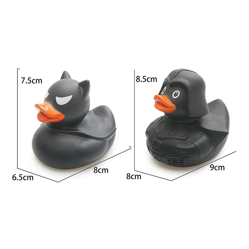 Black Rubber Duck Dashboard Decorations Ornament Cute Duck Cool Gentleman Hat Swim Ring Children\'s Bath Toy