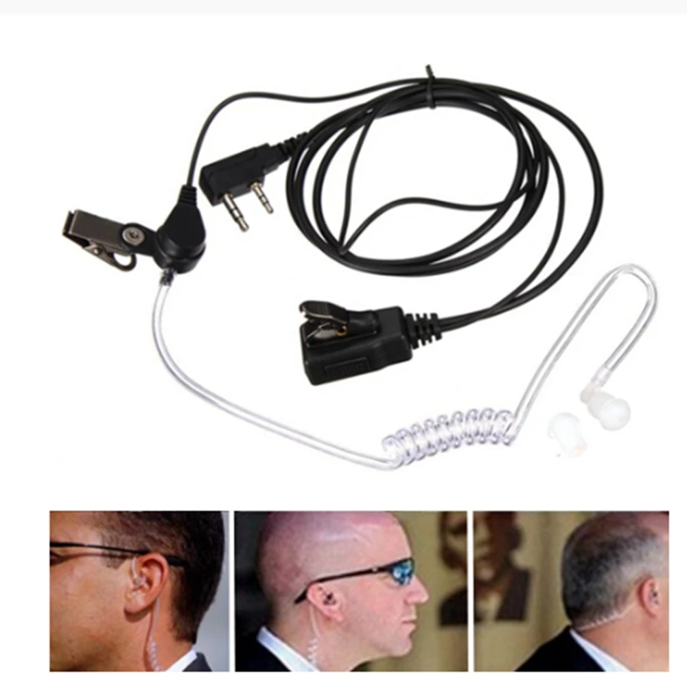 2Pin Covert Acoustic Tube FBI Headset Earpiece Headphone Microphone Earbud Mini Walkie Talkie Radio