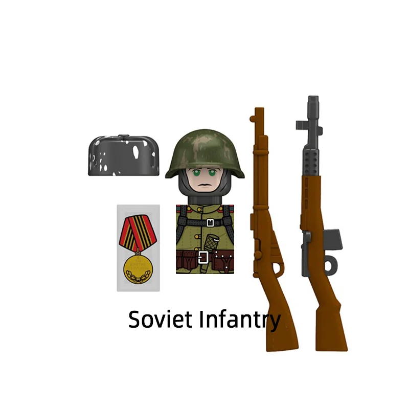 The Soviet Infantry Model Blocks MOC Bricks Set Gifts Toys For Children N613-N616