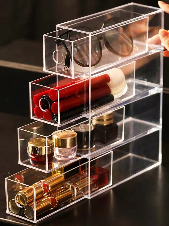 4 Layers Cosmetic Storage Box Pen Holder Stationery Storage Box Jewelry Classification Glasses Display Stand Large-Capacity Box