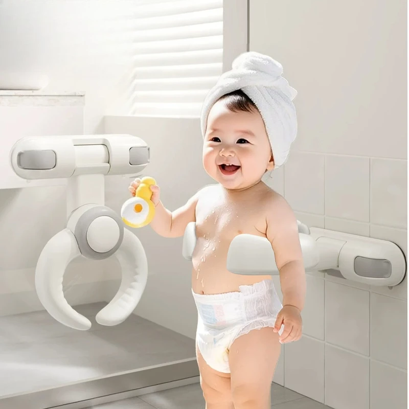 Wall Mount Baby Shower Stand Foldable Suction Cup Type Shower Standing Support Adjustable Height Multipurpose Bath Stand