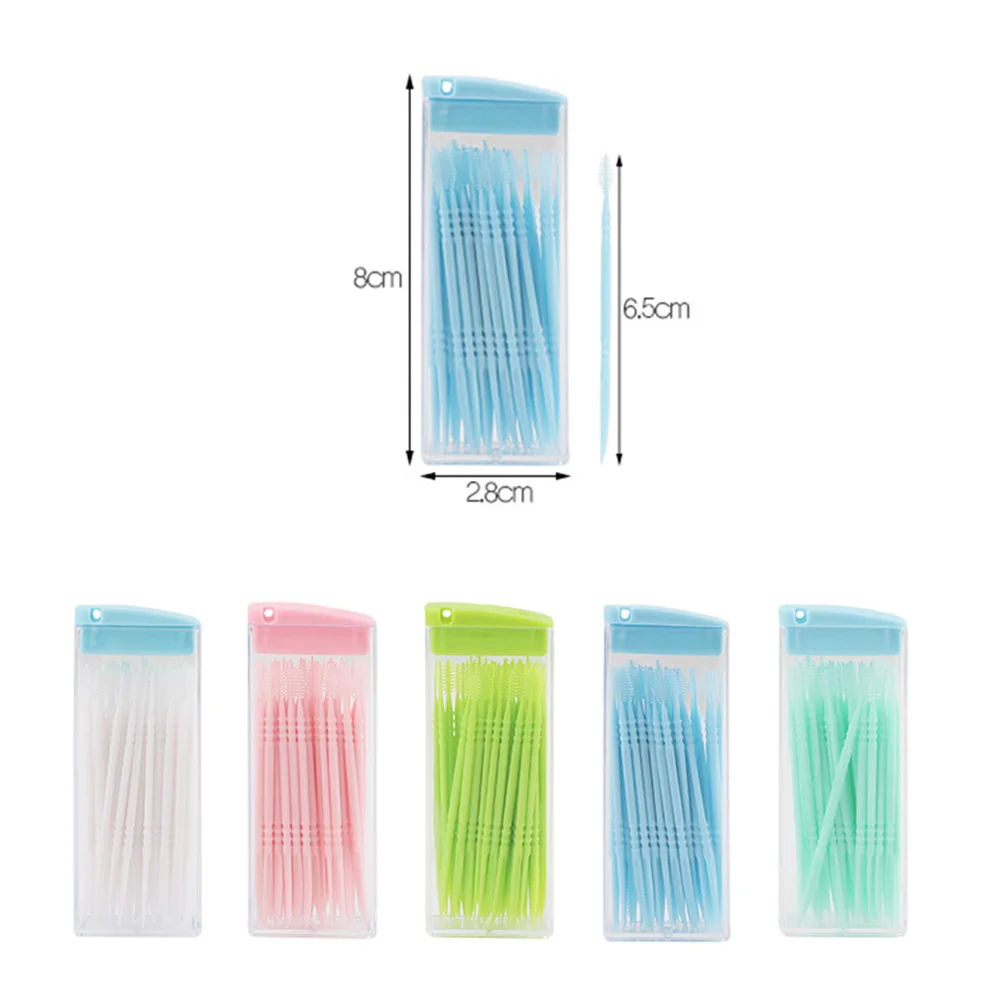 

250pcs Toothpicks Brush Picks Interdental Cleaning Tools Portable Plastic Box Candy Color Safe Eco Friendly Travel Teeth Plaque